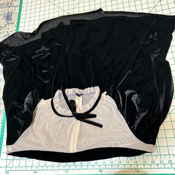 Chelsea Violet Size XL Dress Black Velvet Mesh Puff Babydoll Goth Sophie Maid - Picture 9 of 16